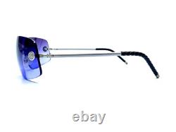 Lunettes de soleil VTG Y2K CHANEL Monture argent mat sans cerclage Verre bleu Italie 63 16 120