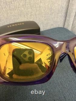 Lunettes de soleil Versace VE4444U 5408V9 violet transparent/jaune à effet miroir argenté 54 mm