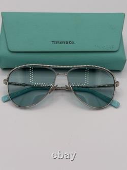 Lunettes de soleil aviateur Tiffany & Co. TF3062 Diamond Point Argent Bleu