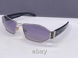 Lunettes de soleil femme argentées noires rectangulaires à monture cerclée grande XL EX 59