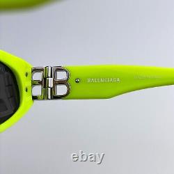 Lunettes de soleil pour hommes Balenciaga Jaune Logo Argent Grise Œil de Chat BB0095S 007 NEUVES