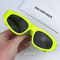 Lunettes de soleil pour hommes Balenciaga Jaune Logo Argent Grise Œil de Chat BB0095S 007 NEUVES