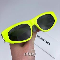 Lunettes de soleil pour hommes Balenciaga Jaune Logo Argent Grise Œil de Chat BB0095S 007 NEUVES