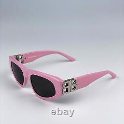 Lunettes de soleil pour hommes Balenciaga Rose clair Argent Gris Œil de chat BB0095S 013 NOUVEAU