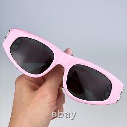 Lunettes de soleil pour hommes Balenciaga Rose clair Argent Gris Œil de chat BB0095S 013 NOUVEAU