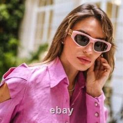 Lunettes de soleil pour hommes Balenciaga Rose clair Argent Gris Œil de chat BB0095S 013 NOUVEAU