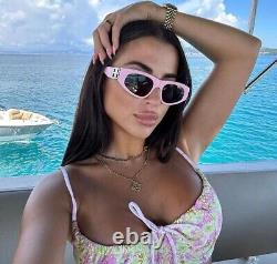 Lunettes de soleil pour hommes Balenciaga Rose clair Argent Gris Œil de chat BB0095S 013 NOUVEAU