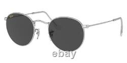 Lunettes de soleil pour hommes Ray-Ban Round Metal RB3447, monture argentée, verres gris foncé 53-21-145