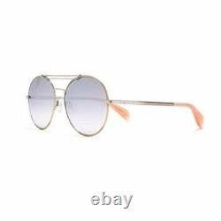 Lunettes de soleil rondes en métal argenté pour femmes Rag & Bone 59mm Monture 100% UV Case NWT