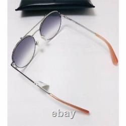 Lunettes de soleil rondes en métal argenté pour femmes Rag & Bone 59mm Monture 100% UV Case NWT