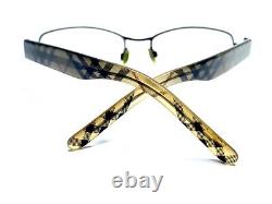 Lunettes de vue rectangulaires Burberry en argent à demi-cerclées, avec motifs à carreaux sur les branches, fabriquées en Italie 53 18 135.