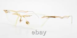 Lunettes élégantes vintage pour femme, design chauve-souris, sans monture, doré argenté