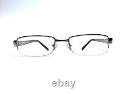 Lunettes rectangulaires Prada vintage demi-cerclées en métal argenté et marron, Italie VPR64H 51 18 135