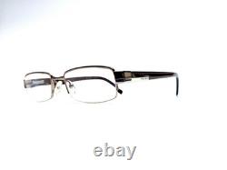 Lunettes rectangulaires Prada vintage demi-cerclées en métal argenté et marron, Italie VPR64H 51 18 135