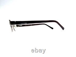 Lunettes rectangulaires Prada vintage demi-cerclées en métal argenté et marron, Italie VPR64H 51 18 135
