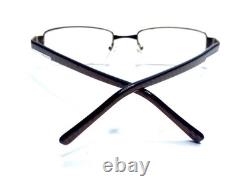 Lunettes rectangulaires Prada vintage demi-cerclées en métal argenté et marron, Italie VPR64H 51 18 135