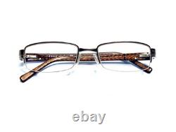Lunettes rectangulaires Prada vintage demi-cerclées en métal argenté et marron, Italie VPR64H 51 18 135