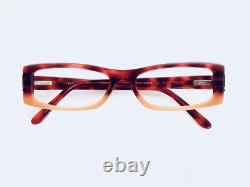 Lunettes rectangulaires en acétate transparent rouge orange tortue Versace avec cristaux, Italie 51 15 130
