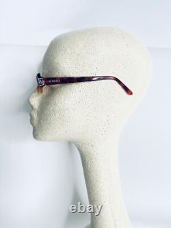 Lunettes rectangulaires en acétate transparent rouge orange tortue Versace avec cristaux, Italie 51 15 130