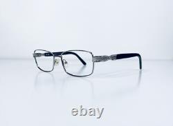 Lunettes rectangulaires en métal argenté Versace avec temples en cristal Méduse Italie 52 18 135