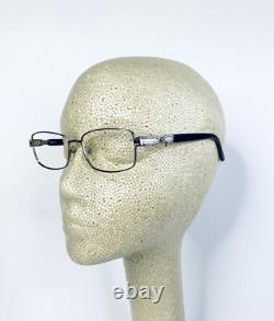 Lunettes rectangulaires en métal argenté Versace avec temples en cristal Méduse Italie 52 18 135