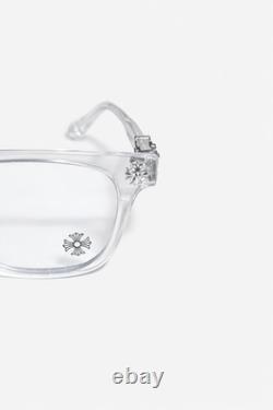 Lunettes transparentes Chrome Hearts avec monture croix argentée en cristal