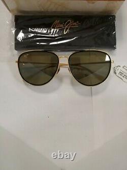 Maui Jim H554-16m Fair Winds Gold Matte Withblk Rim Polarisé Nouveau Dans La Boîte