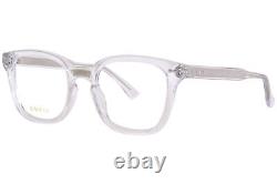 Monture de lunettes Gucci GG0184O 012 en cristal/argent, forme carrée à bord complet de 50mm.
