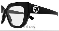 Monture de lunettes Gucci GG1847O 001 Femme Noir/Argent Cerclée Cat Eye 53mm
