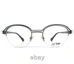 Monture de lunettes J. F. Rey JF2879 0200 bleu argent rond demi-cerclé 48-21-148