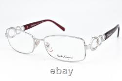 Monture de lunettes Salvatore Ferragamo 1799-B 511 Argent pour femmes Nouveau 5216 130#3614