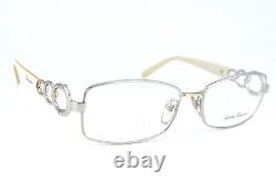 Monture de lunettes Salvatore Ferragamo 1799-B 534 Argent pour femme Nouveau 5216 130#3615
