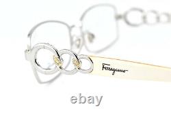 Monture de lunettes Salvatore Ferragamo 1799-B 534 Argent pour femme Nouveau 5216 130#3615