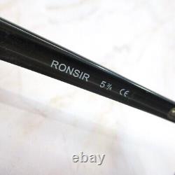 Monture de lunettes Shuron Ronsir 5 3/4 pour hommes, noire et argent, à côtés coniques, ovale, demi-contour.