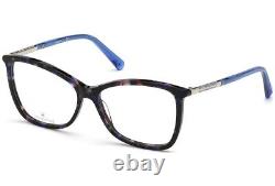 Monture de lunettes Swarovski SK 5384 055 en plastique Havana coloré, forme œil de chat, 55-14-140.