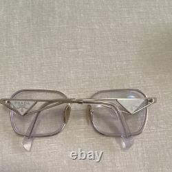 Monture de lunettes de vue PRADA pour femme, argentée, rectangulaire et cerclée, en métal/plastique, coloris uni