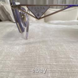 Monture de lunettes de vue PRADA pour femme, argentée, rectangulaire et cerclée, en métal/plastique, coloris uni