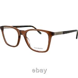 Monture de lunettes en plastique pour hommes Alexander McQueen AM0324O 003 Brun Argent 52-19