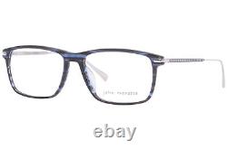 Monture de lunettes pour hommes John Varvatos VJV425 en corne bleue, rectangulaire à cadre complet de 55mm