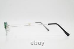 Monture de lunettes vintage HERRMANN 819 657 demi-cerclée verte et argentée, neuve de stock ancien (NOS)
