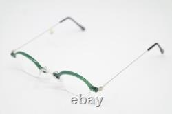 Monture de lunettes vintage HERRMANN 819 657 demi-cerclée verte et argentée, neuve de stock ancien (NOS)