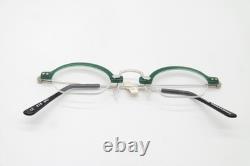 Monture de lunettes vintage HERRMANN 819 657 demi-cerclée verte et argentée, neuve de stock ancien (NOS)