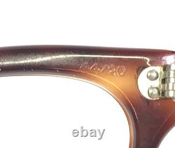 Monture de lunettes vintage œil-de-chat, écaille polie et argent, cerclage complet 44-20-130