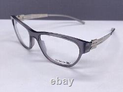 Montures de lunettes Ic! Berlin pour hommes et femmes en gris argent mat ovale à monture intégrale noire