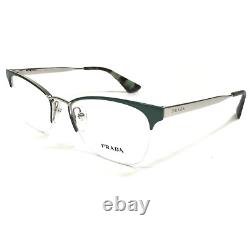 Montures de lunettes PRADA VPR 65Q UEI-1O1 Vert Argent Œil de chat Demi-cerclées 51-17-140