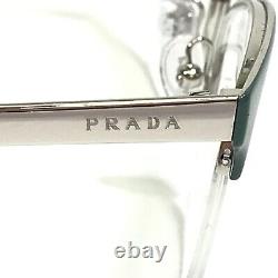 Montures de lunettes PRADA VPR 65Q UEI-1O1 Vert Argent Œil de chat Demi-cerclées 51-17-140