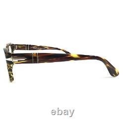 Montures de lunettes Persol 3054-V 938 en corne marron et argent, forme carrée, pleine monture, 53-18-140