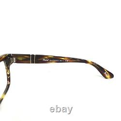 Montures de lunettes Persol 3054-V 938 en corne marron et argent, forme carrée, pleine monture, 53-18-140