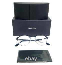 Montures de lunettes Prada VPR58Y 02N-1O1 bleu argent rondes à monture intégrale 48-20-145