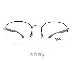 Montures de lunettes Ray-Ban RB6487 3145 bleu argent rond demi-cerclées 52-20-145